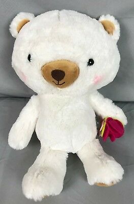 Hallmark Bella White Teddy Bear Blushing Pink Flowers Brown Stuffed Animal Plush