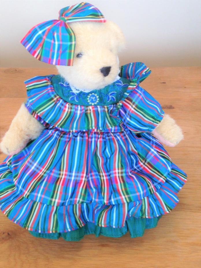 MUFFY VANDERBEAR TAFFETA HOLIDAY BLUE PLAID