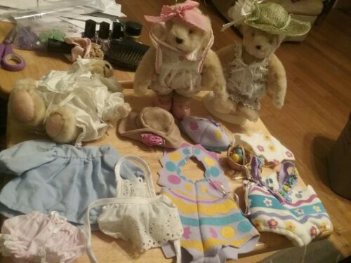 Lot of 3 Muffy Vanderbear Fully Dressed Plus 2 Easter Outfits & other Misc Cloth