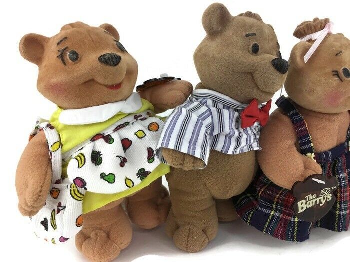Vintage 1998 Toybox Creation The Barrys Brown Bear Plush Doll Toy Lot - 4 Total