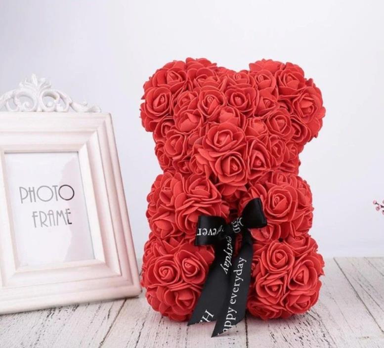 Red Rose Teddy Bear Flower Bear Valentine Day Gift for Wife Girlfriend