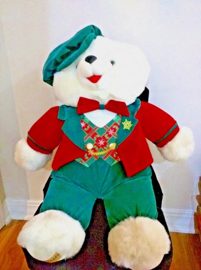 COLLECTIBLE 1997 CHRISTMAS SNOWFLAKE TEDDY BEAR WHITE BOY 22