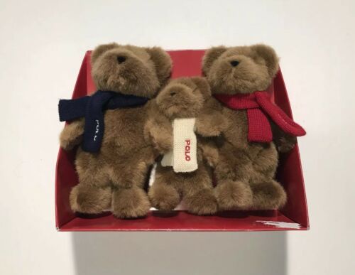 Polo Ralph Lauren The Bears That Care 2003 Stuffed Plush Bears 3 NEW