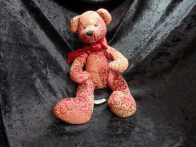 Rare Color Rich Red And Gold Teddy Bear Collectible Stuffed Animal Toy
