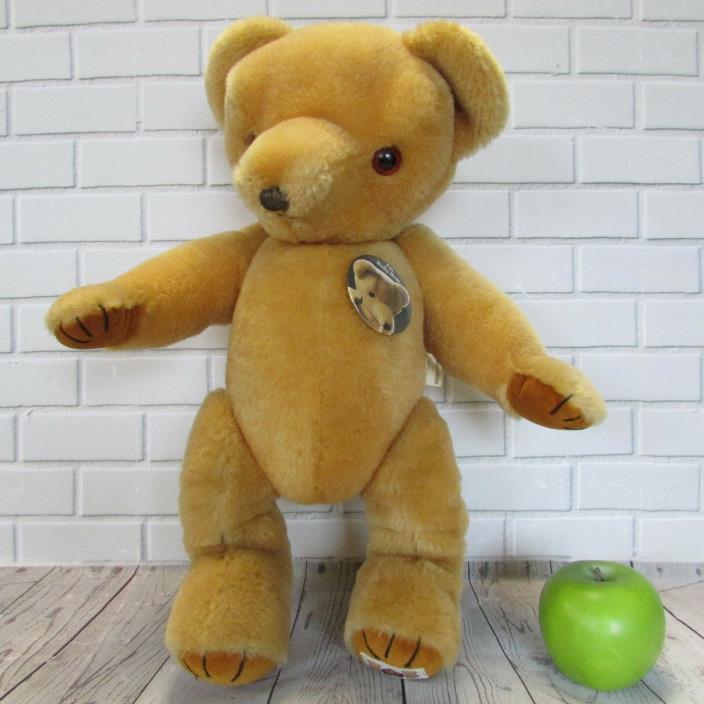 Vintage House of Nisbet Bully Bear Plush Mohair Tan Stuffed Animal Button Pin