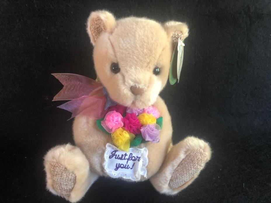 Teddy Bear Just For You Plush FIRST AND MAIN Flower Bouquet Sitting Stuffed