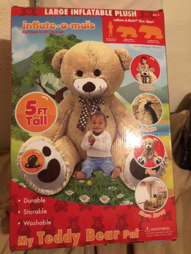 NEW Inflate-A-Mals Large Inflatable Plush Teddy Bear Pal
