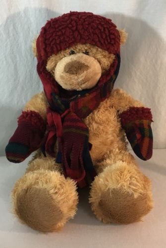 Winter Teddy Bear Plush Brown 17