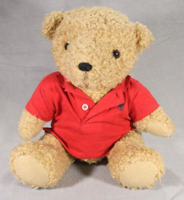 Rare Vintage Ralph Lauren Teddy Bear NY NY Red Shirt Curly Fur Plush  ANB