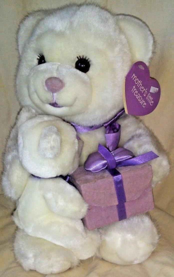 RBI White Baby and Mom Beats Purple Bow and Gift Box Plush Animals Ron Banafato