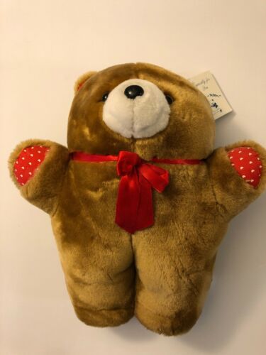 Teddy Tech Inc plush Brown Bear with red heart and bow 14'' Cough Buddy