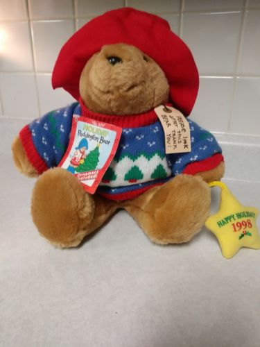 Amazing Vintage 1998 Holiday Paddington Bear Winter x-mas sweater hat and tags