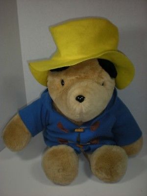 Vtg Paddington BEAR Yellow Hat and Blue Felt Hoodie Coat Huge 26