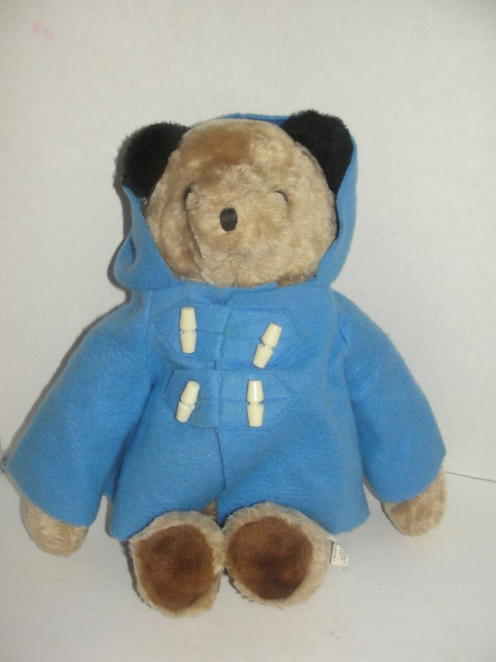 Eden Paddington Bear Stuffed Plush Blue Coat Vintage 1970's Toy BIG 18
