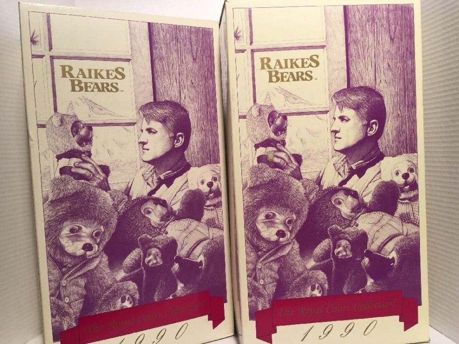 Lot of 2- Raikes 1990 Royal Court Collector Set of Hand Carved Wood Faced Bears