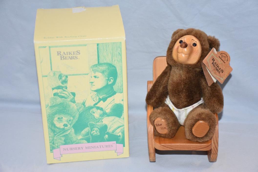 Raikes Bear - Nursery Miniatures - Robbie With Rocking Chair - Original Box