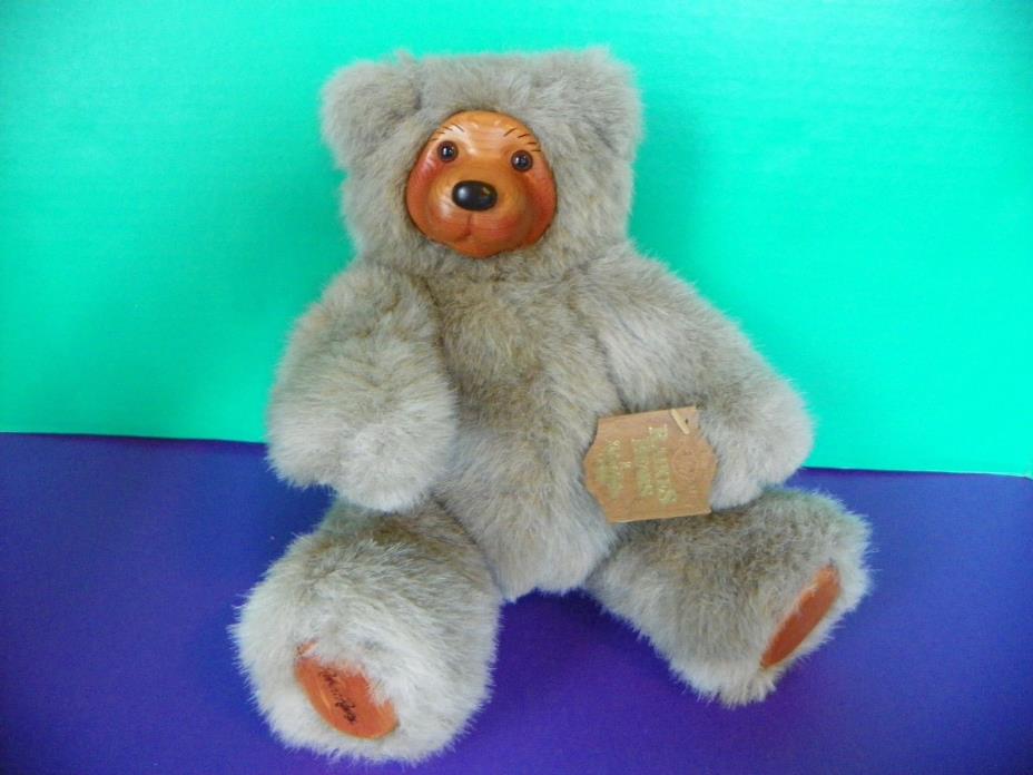 Raikes Bears Wooden Face Light Brown with Original Tag Jointed Arms & Legs