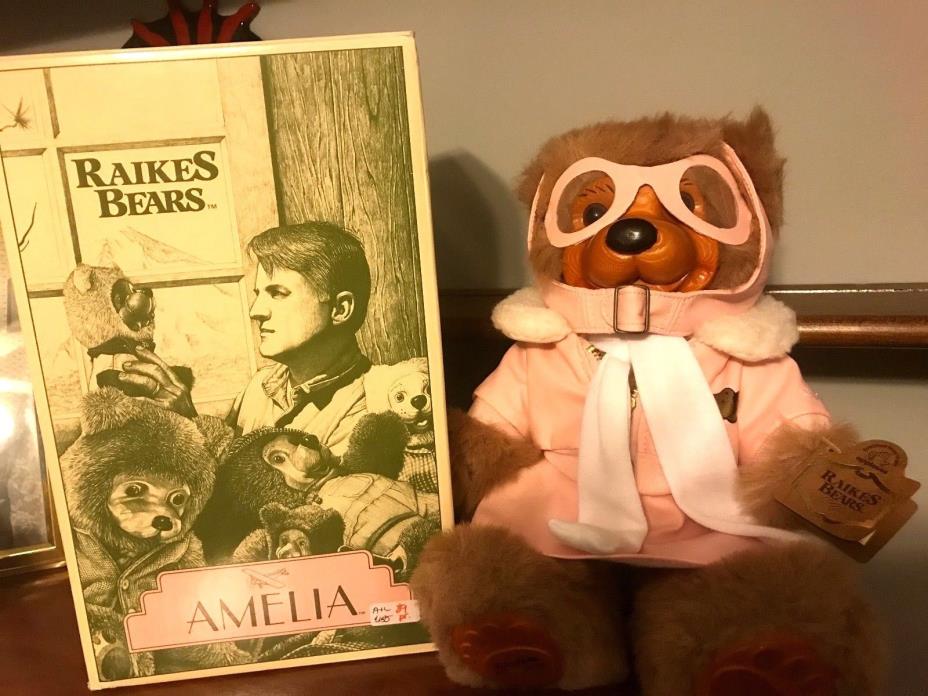 Notably RARE... AMELIA EARHART... a  Raikes  LT. ED. plush & wooden faced Bear