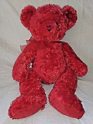 Russ Berrie Scarlet Teddy Bear Plush Animal Red Bow 16