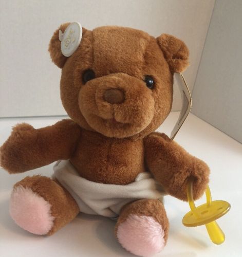 RUSS BERRIE CARESS SOFT PETS BiBi Teddy Bear Plush With Pacifier Korea  9