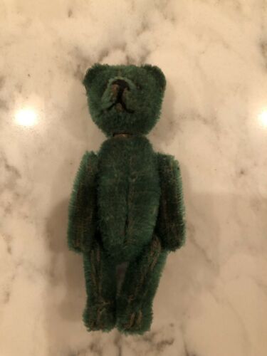 Antique 1920s Green Schuco Teddy Bear Jointed Powder And Mirror Germany Mohair