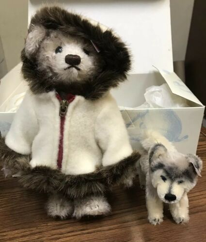 Retired Steiff Eskimo Hudson Teddy Bear With Husky 036682