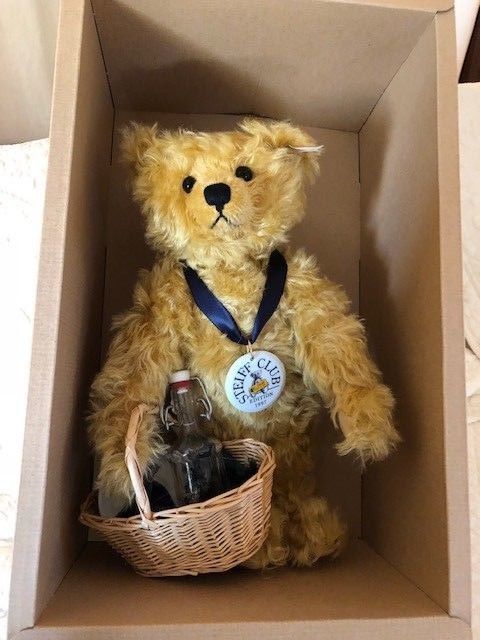 STEIFF PICKNICK TEDDY BEAR 1997 GOLD BLONDE ALL ORIGINAL BOX WITH CERTIFICATE