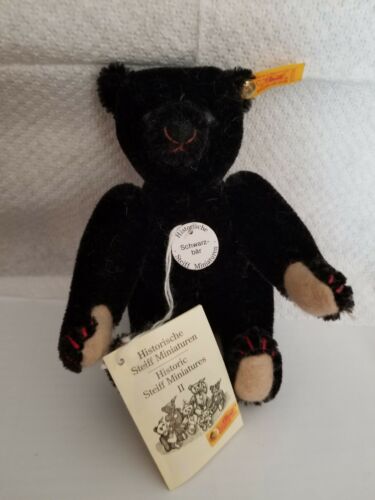 Steiff Miniature Mohair Fully Jointed Teddy Bear Black