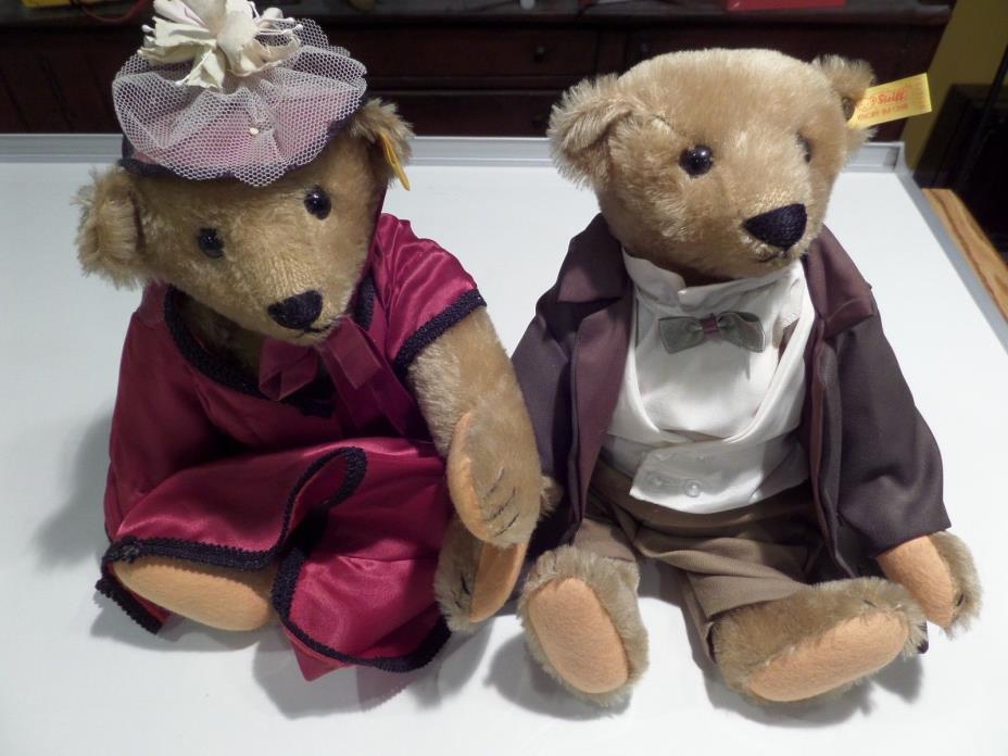 Steiff Victorian Set,  Lady Teddy Bear, #0156/36, Gentleman Teddy Bear #0156/37