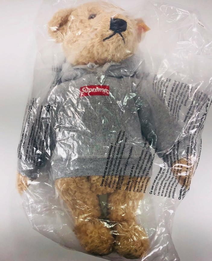 Supreme Steiff Bear Company Ash Grey Box Logo Teddy Bear Grail FW18 One Size