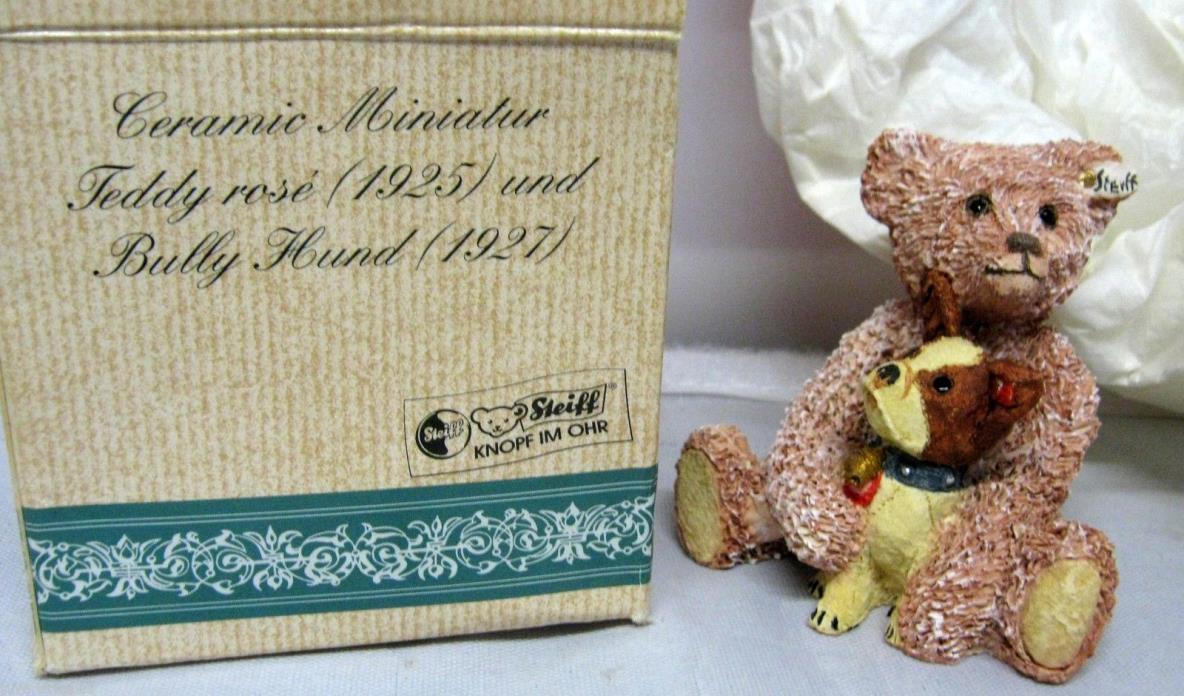 Rare Steiff Boutique Margarete Steiff Mini Ceramic Teddy Rose Bully Hund Figure