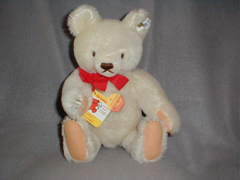 Steiff Limited Edition White Mohair Bear w/Red Bow #0203/36