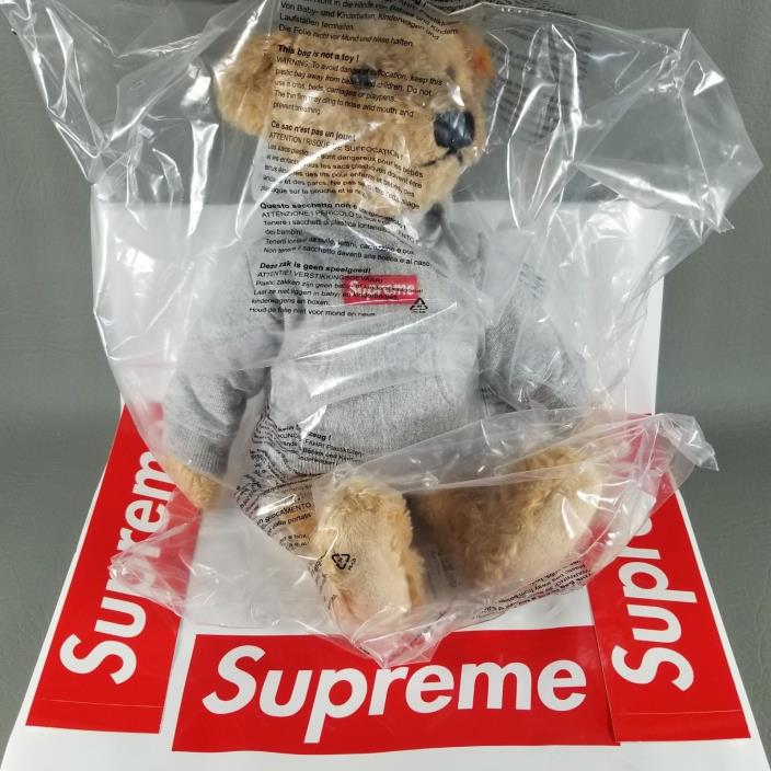 Supreme x Steiff Elmar Teddy Bear w/ Box Logo Hoodie Stuffed Animal Plush Toy
