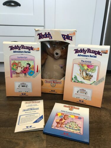 Teddy Ruxpin Bear In Box Complete 1985 Worlds of Wonder 3 Stories 3 Books TESTED