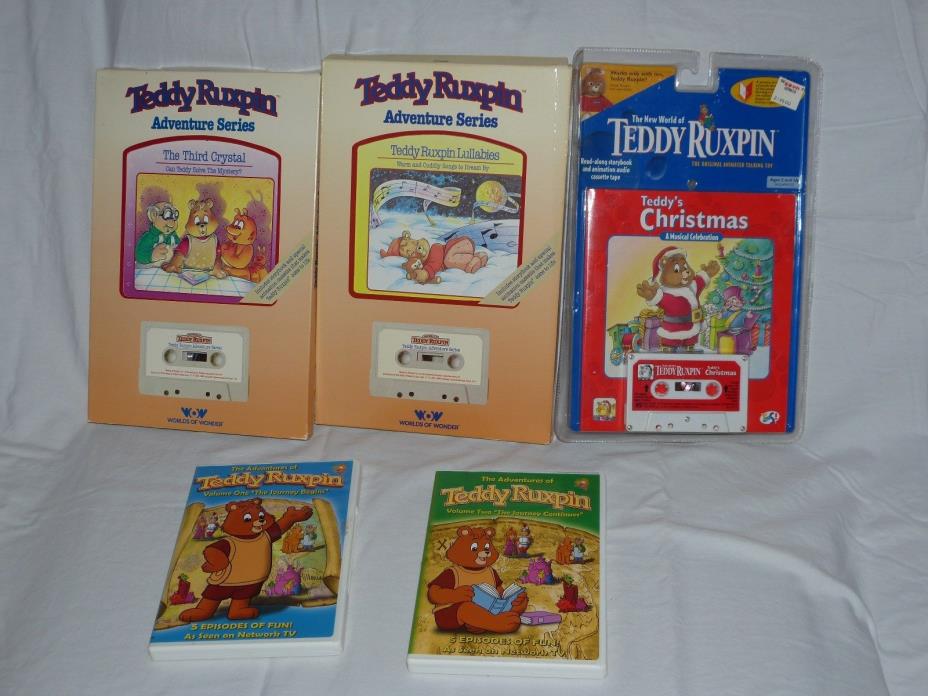 Teddy Ruxpin Books, tapes + 2 dvd lot