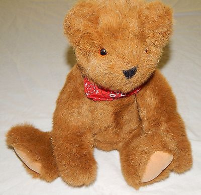 Vermont Teddy Bear Brown Bear Brown Eyes Red Bandana Plush Stuffed Animal guc