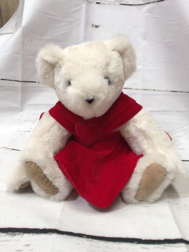 Beautiful The Vermont Teddy Bear Company -white in Red Dress -pre-loved