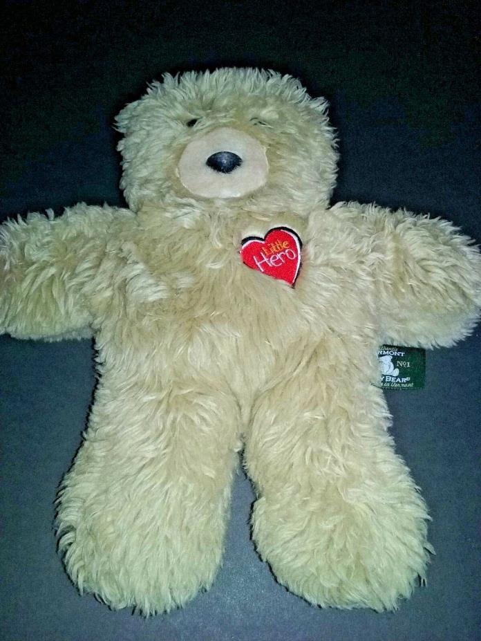 Vt Teddy Bear Vintage Plush 13 Inch Says Little Hero Small Scuff on Nose