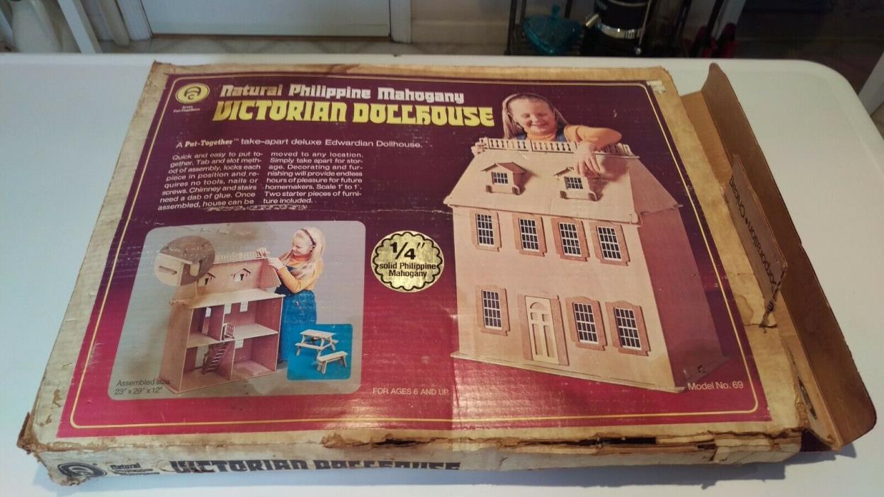 Arvey Victorian Dollhouse #69 New Open Box Vintage Phillipine Mahogany