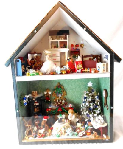 OOAK Handmade Christmas Dollhouse (Doll House) Wall Hanging