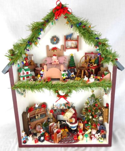 OOAK Handmade Santa's Visit on Christmas Eve Dollhouse (Doll House) Wall Hanging