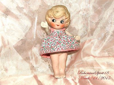 ANTIQUE JAPAN 1930's BISQUE FROZEN CHARLOTTE JOINTED ARMS MINIATURE DOLL