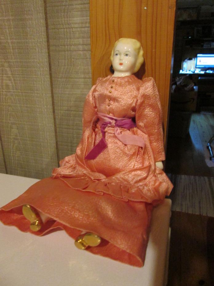 ANTIQUE CHINA HEAD DOLL  w/Great Clothes Layers German Bisque