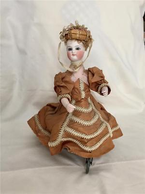 Rare Antique French Automaton c1880 Bisque Head Woman on Tricycle All Original