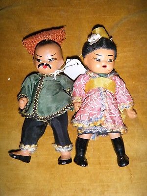 BISQUE BOY AND GIRL, CHINESE OR JAPANESE COUPLE, MADE IN JAPAN