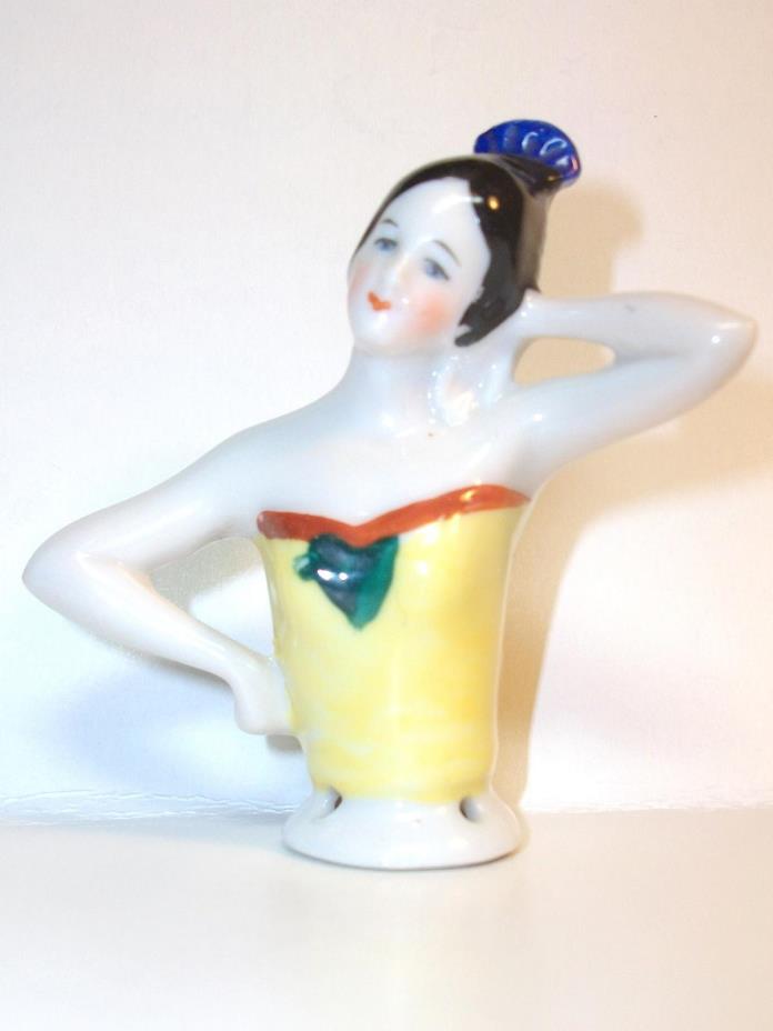 1925 German Porcelain Half/Pincushion Doll 2.5 inch Hertwig Co.
