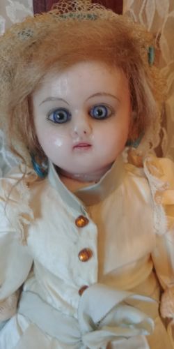 Antique Poured Wax Head Doll Rare
