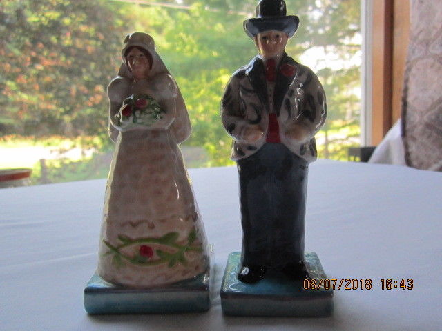 Vintage Bride and Groom Cake Toppers