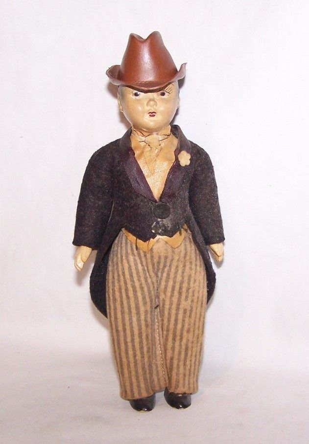 Antique Hard Plastic (Celluloid) Boy Doll Formal Attire / Tails Coat, Vest / Tie