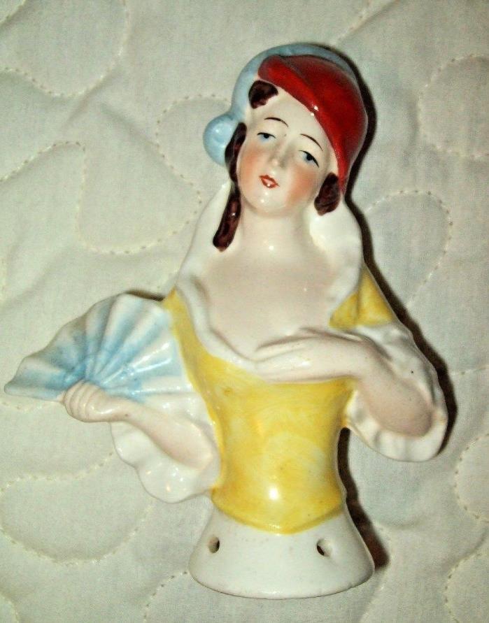 Vintage 1930's Half Doll for Pin Cushion Clothes Brush Whisk Broom